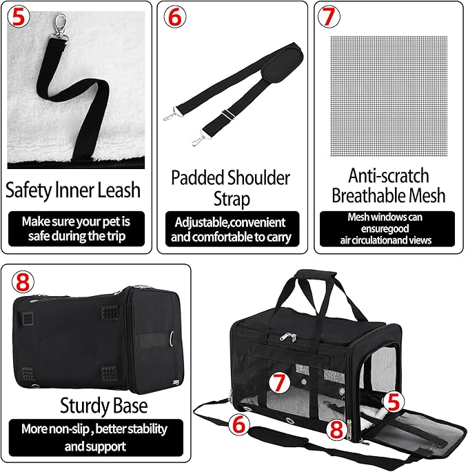 Soft Sided Cat/Dog Carrier, Collapsible Pets Travel Carriers - Image 5