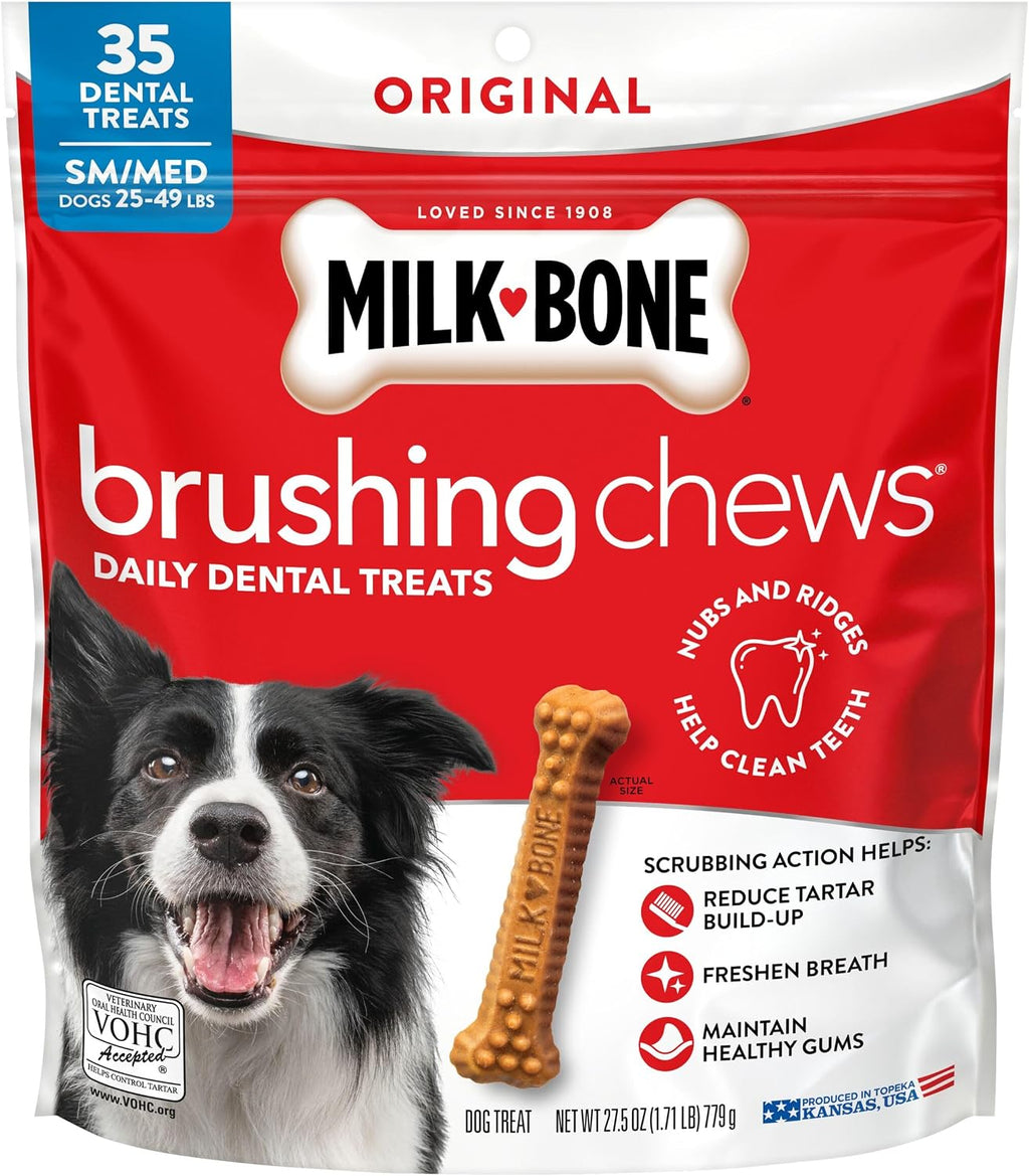 Milk-Bone Brushing Chews, Small/Medium, Original Flavor, 35 Dental Treats