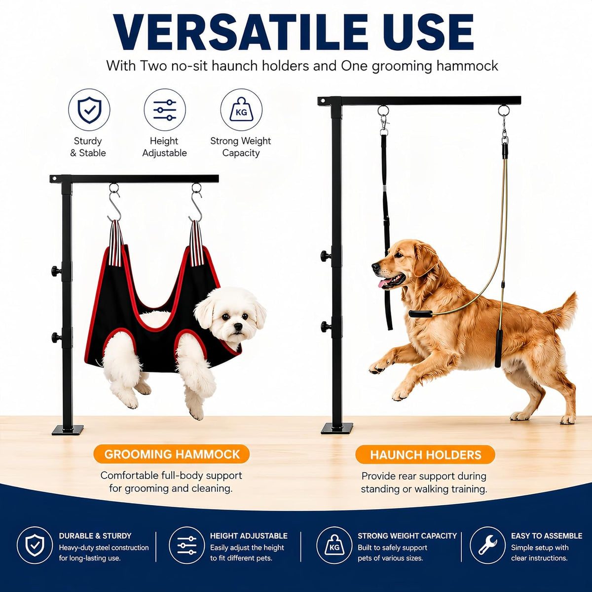 Adjustable Dog Grooming Arm & No-Sit Holder, Height 26"-40
