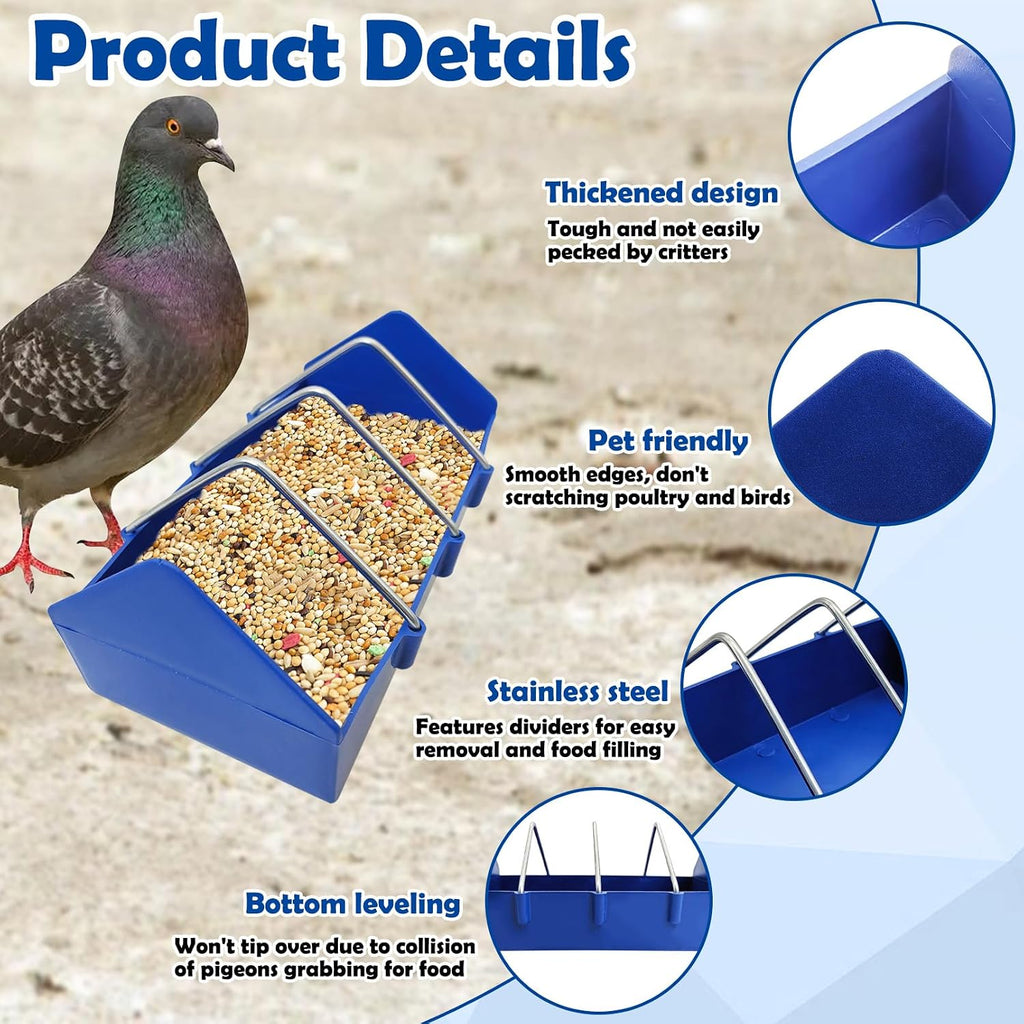 Hamiledyi 2 Pack Pigeon Feeder, Bird Dispenser Slot Container, Thick Durable Slot Container Feeding, Removable Steel Wire Partition for Pigeons Quails Birds Chicks Ducklings(Length: 8")