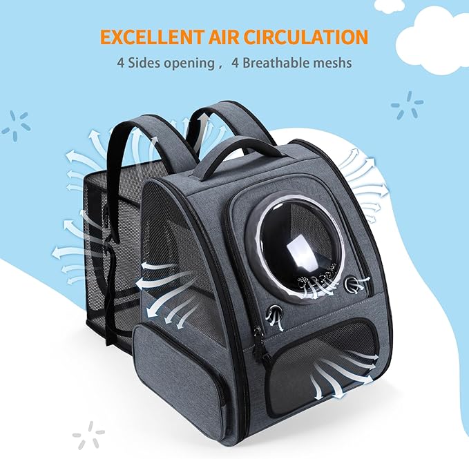 Bubble Cat Backpack Carrier, Expandable Cat Carrier Backpack, Breathable Pet - Image 5