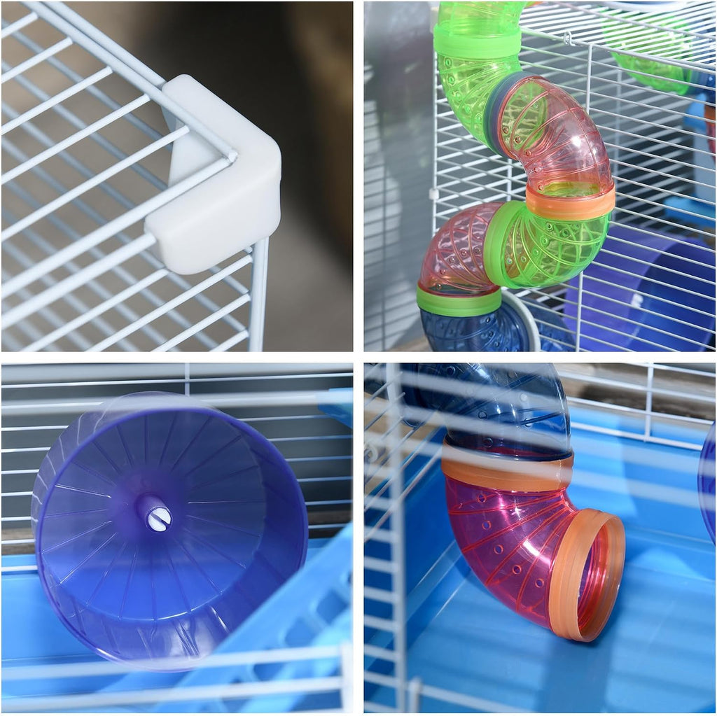 PawHut 2-Level Hamster Cage Metal Wire for Mice Rats with Exercise Wheel