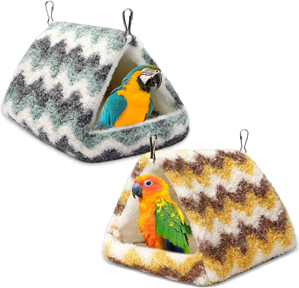 PETKNOWS 2 Pack Bird Nest House, Hanging Hammock Fluffy Parrots Bird Bed
