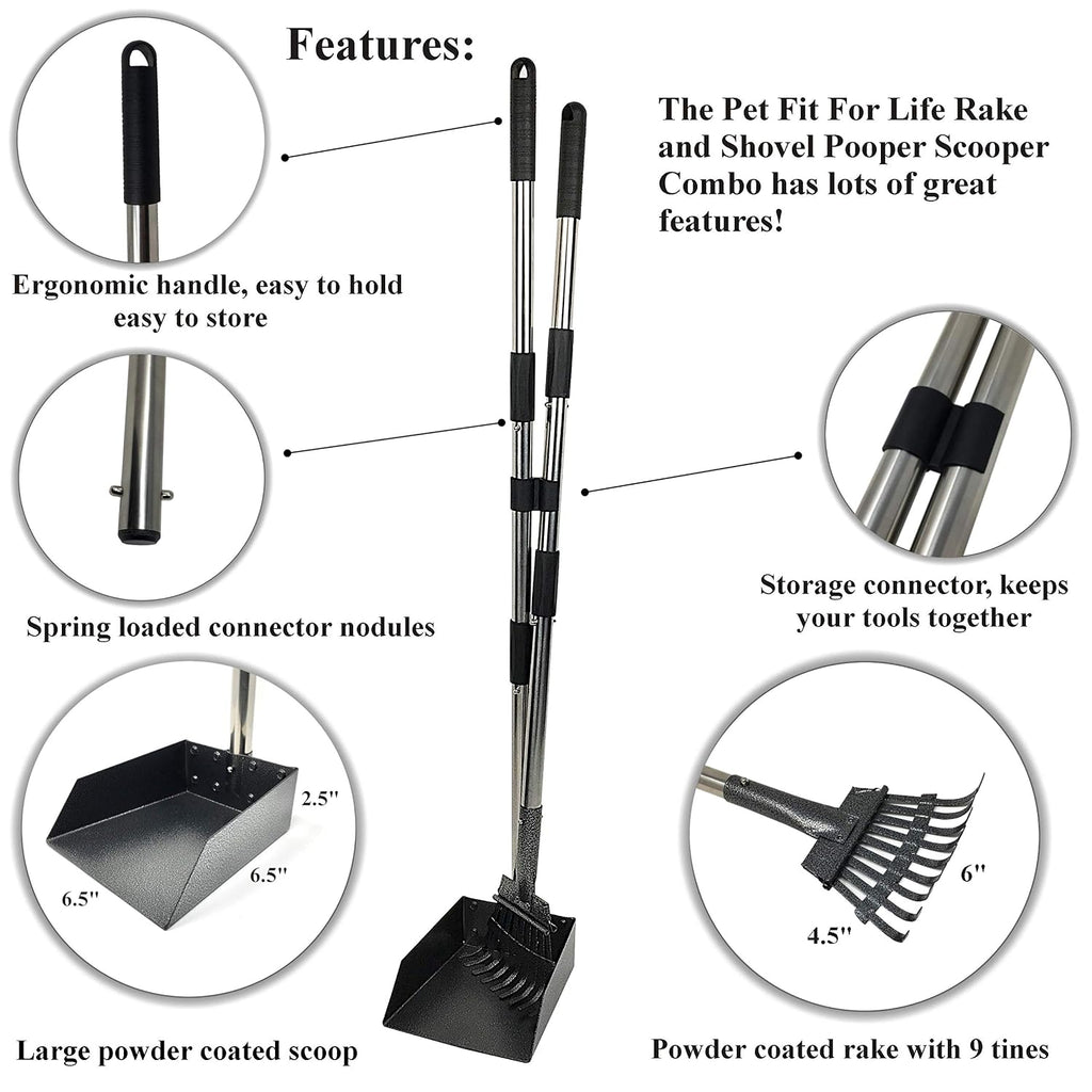 Outdoor Waste Can, Poop Scoop with Rake, Bag Roll 3-Pack Bundle
