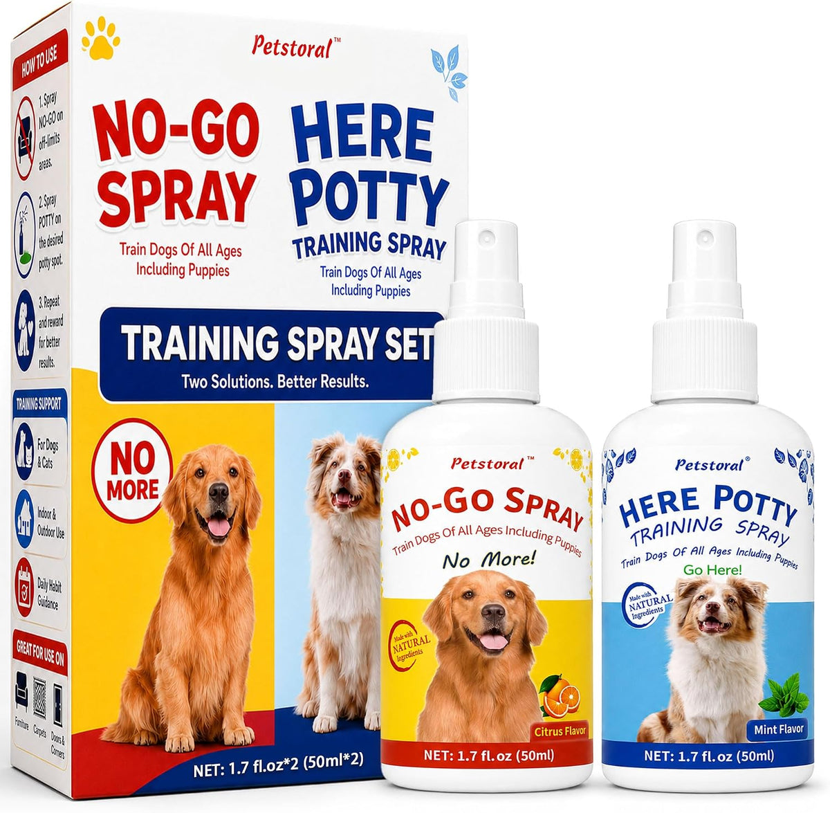 Petstoral Dog Potty Training Spray Set with Disposable Potty Pads, 1 Pack