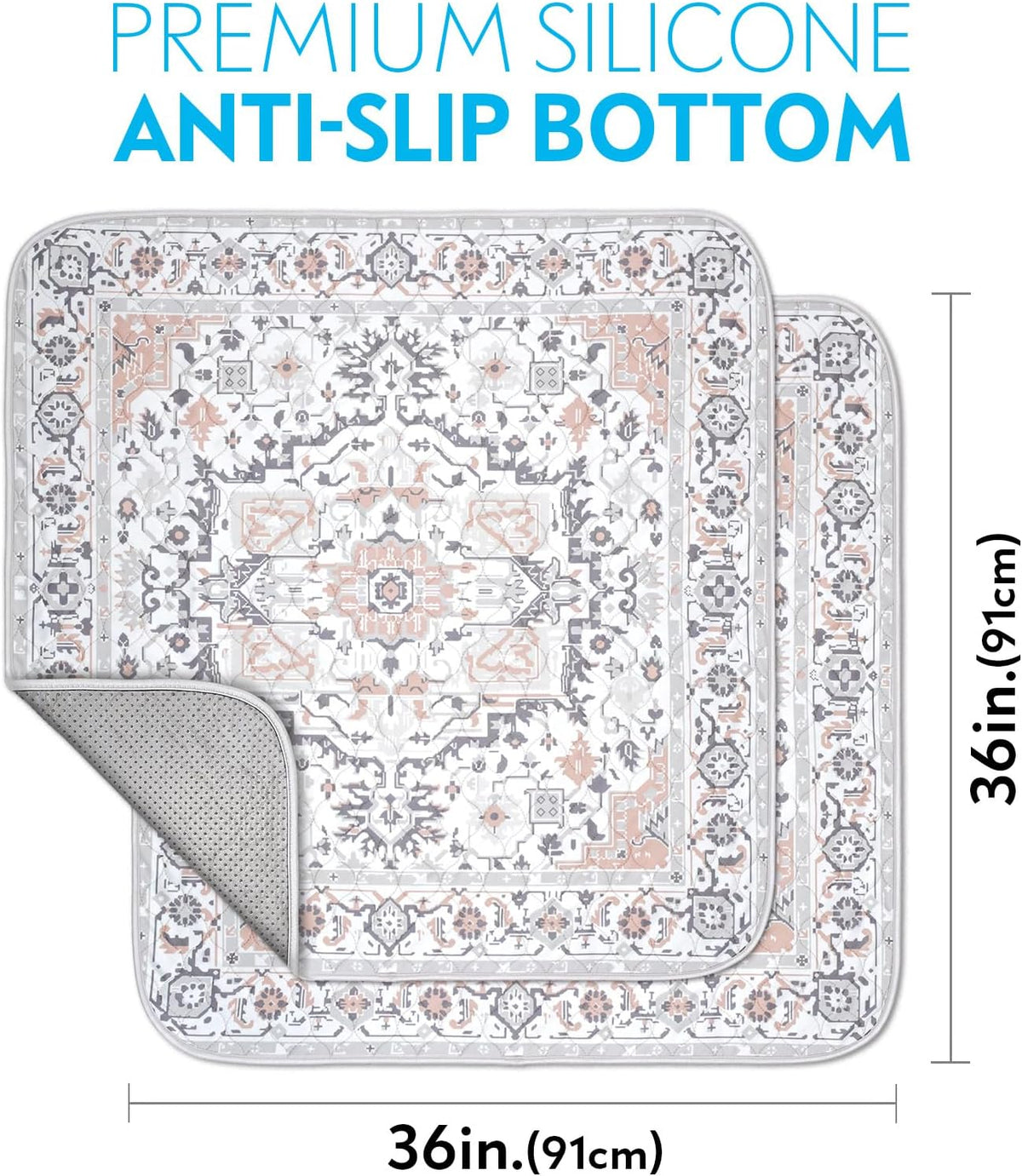 Paw Inspired Designer Light Persian Print Dog Pads, 36x36 Inch Size, 2 Pack