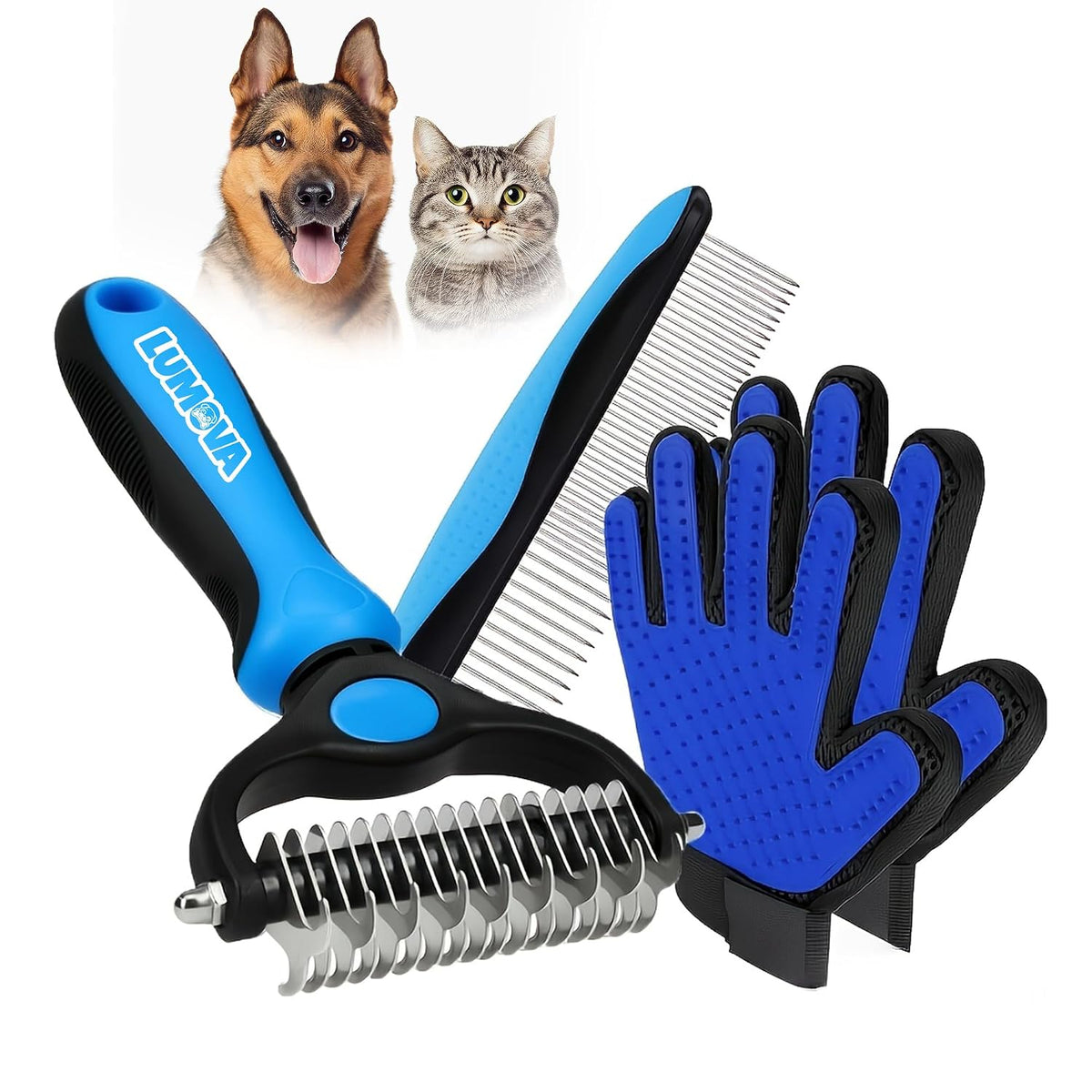 Pet Pro Grooming Tool Professional Dog Brush for Shedding and Double Sided Deshedding Dog Brush, Efficient Undercoat Rake for Dogs and Cats (A-Rake)