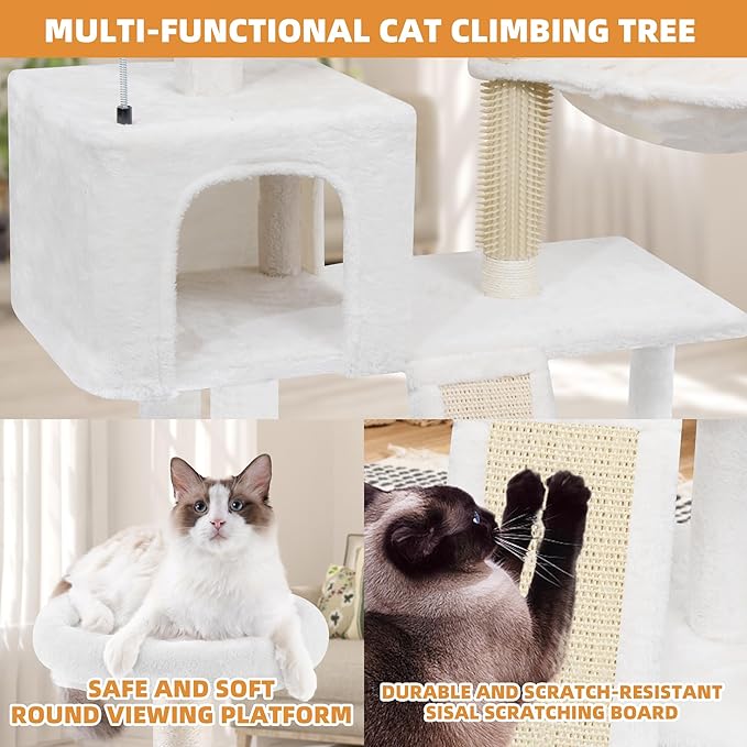 ROYPET Cat Tree with Cat Condo and Two Hammocks, Cat Tower with Scratching - Image 7