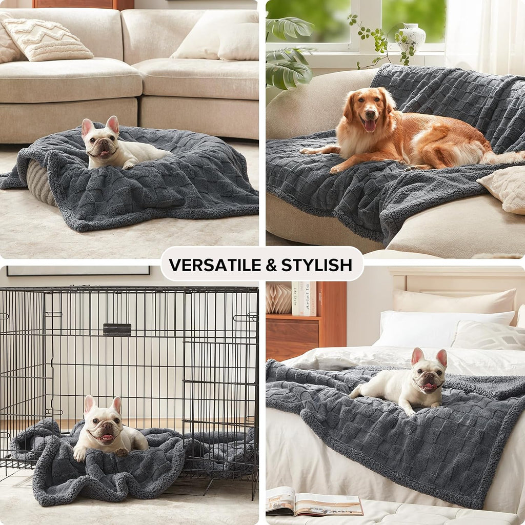 GASUR Waterproof Dog Blankets for Medium Small Dogs, Dog Blanket for Couch Bed, Fleece Pet Blanket for Furniture Sofa Protector, Soft Pet Throw Blankets for Crate Car Outdoor, Washable, 30"x40",Grey