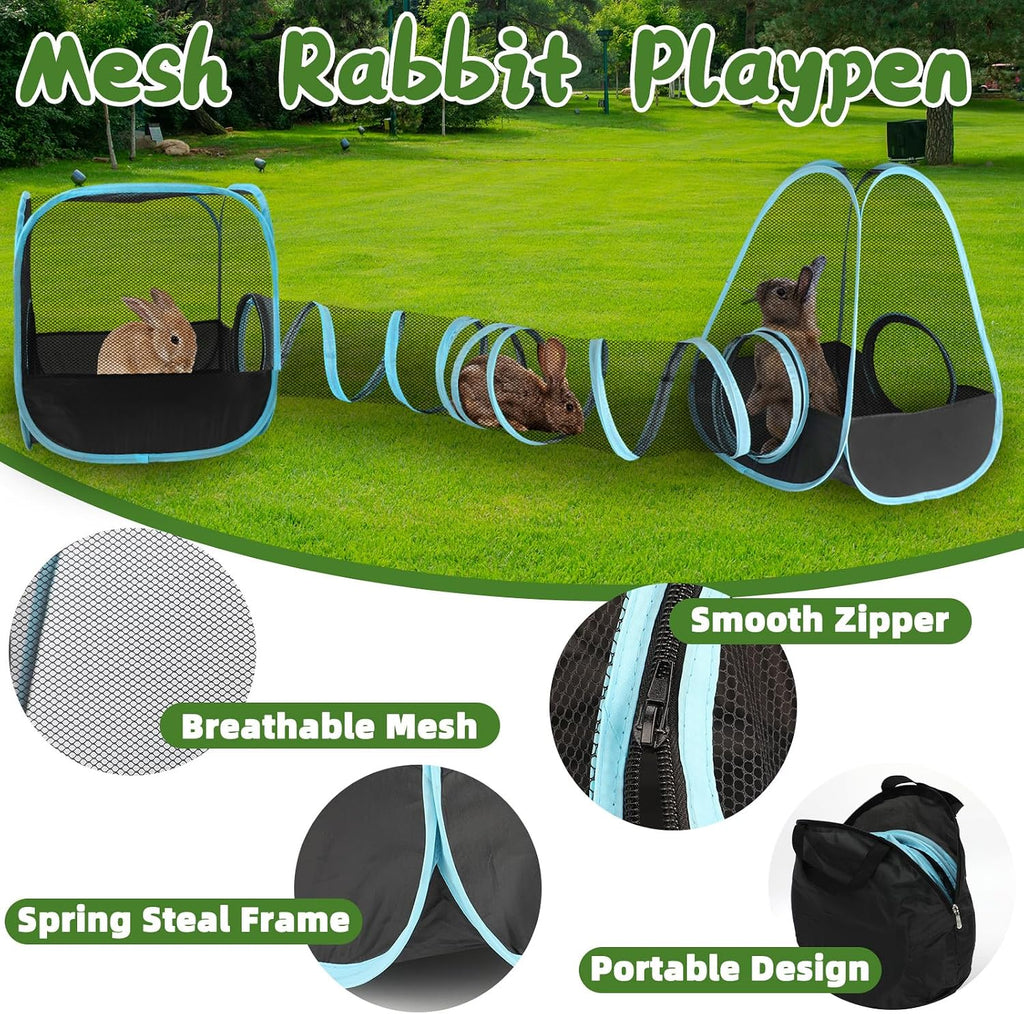 YUEPET Rabbit Tunnel & Cube Tent Set, 3-in-1 Bunny Playpen