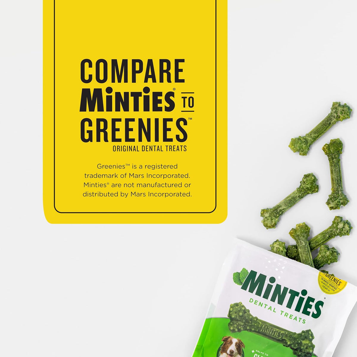 Minties Mint Dental Chews for Dogs, Medium Breeds 25-50 lbs, 50 Count