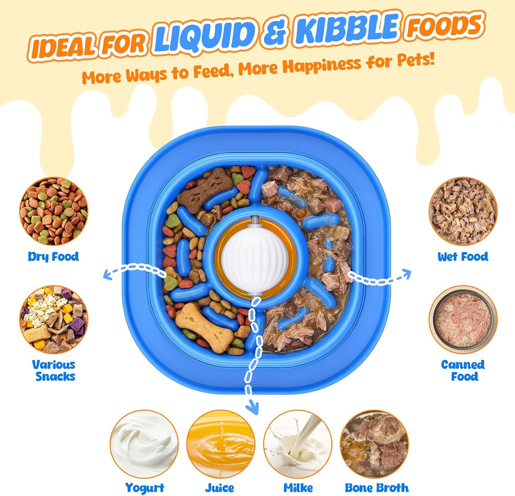 Slow Feeder Dog Licking Bowl with Rolling Ball, Lick Toy, Anti Boredom Toys