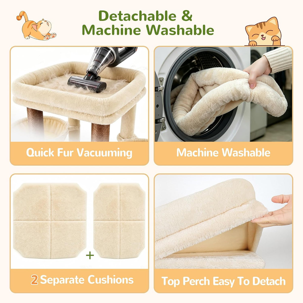Globlazer Heavy Duty Cat Tower for Indoor Cats 20lb, 73in, S73B, Beige