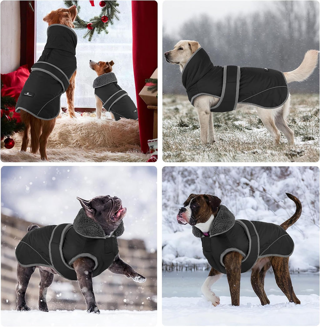 Dogcheer Dog Winter Coat, Waterproof Dog Jacket with Zipper Leash Opening