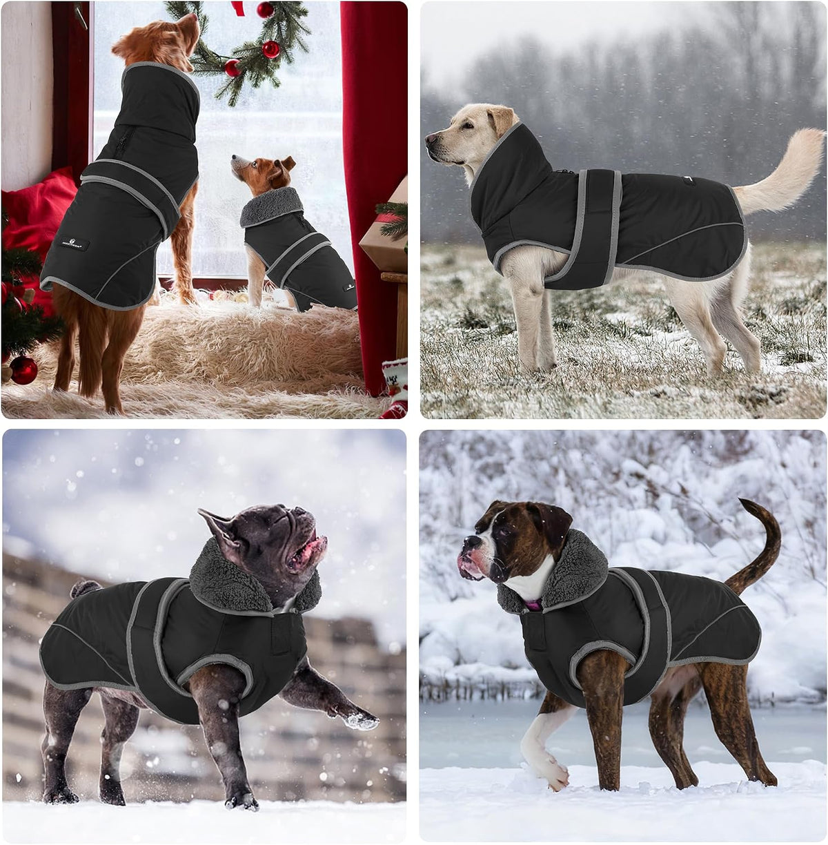 Dogcheer Dog Winter Coat, Waterproof Dog Jacket with Zipper Leash Opening