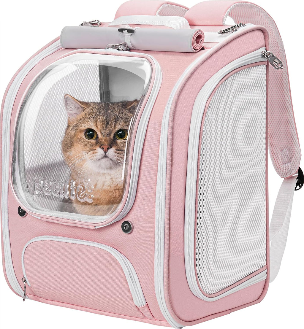 Pecute Cat Backpack Carrier,Large Space Cat Bubble Backpack,Ergonomic,Pink