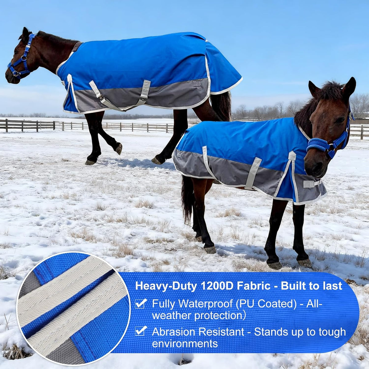 Waterproof 1200D Turnout Blanket for Pony & Mini Horse, 45 Inch