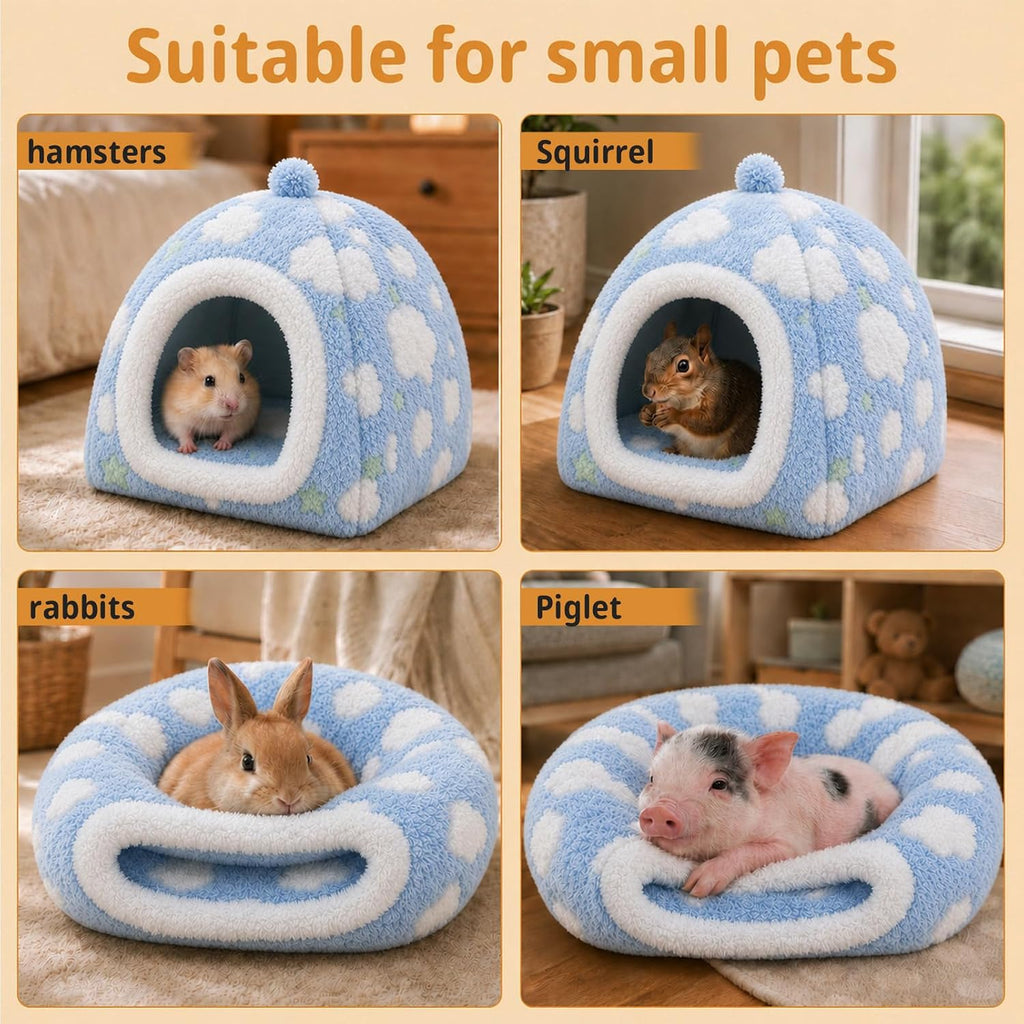 Rabbit Hideout Guinea Pig Hideout Bed Bunny Bed for Rabbit Guinea Pig Hiding Hut Small Animals Washable Winter Sleeping House for Small Pet