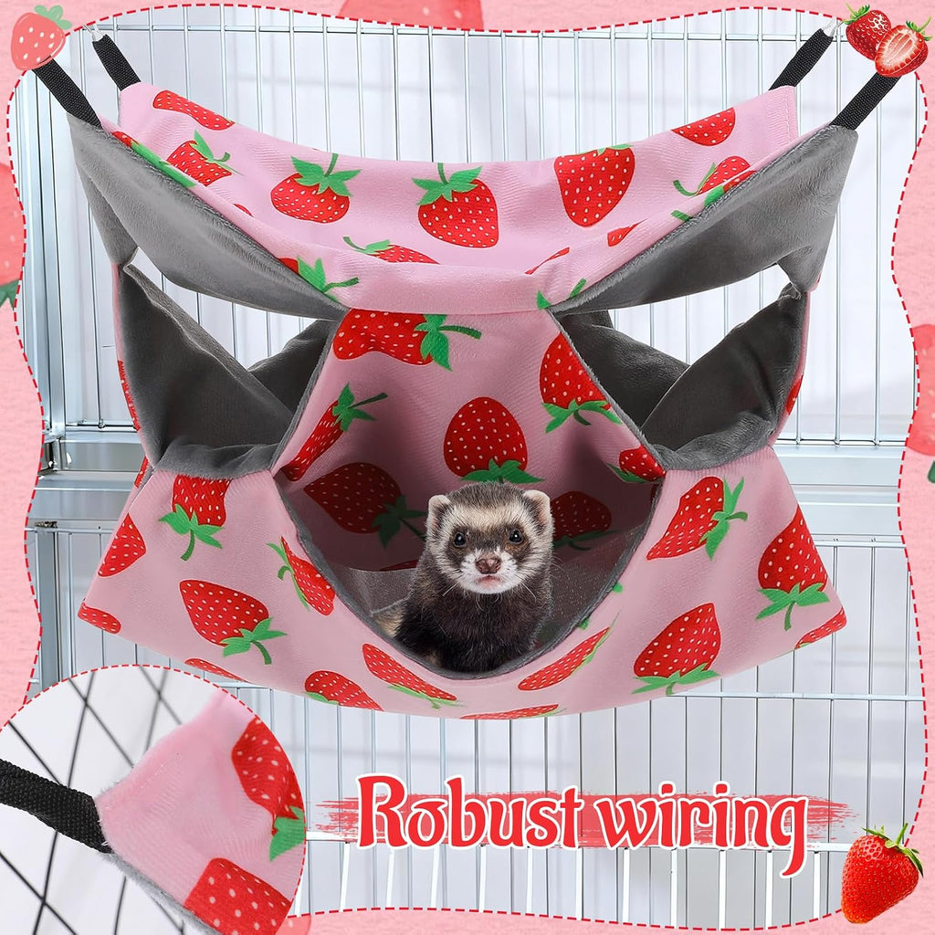 Hamster Hammock, 4 Pack Ferrets Guinea Rat Cage Accessories, Pink