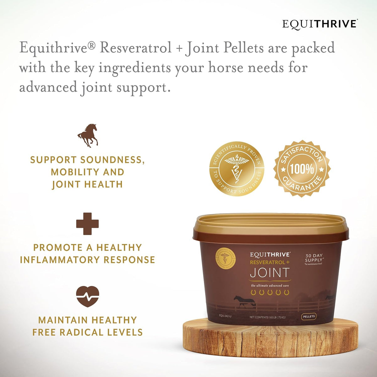 Equithrive Resveratrol Plus Joint Pellets for Horses, 1.65 lbs