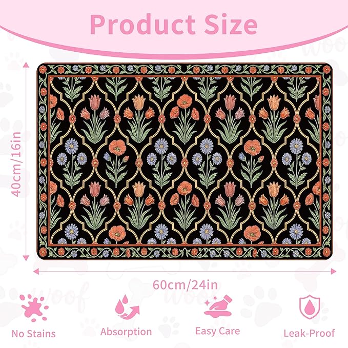 Pet Feeding Mat 24 x 16 Inch, Waterproof Non Slip Rubber Bowl Pad Mat - Image 2