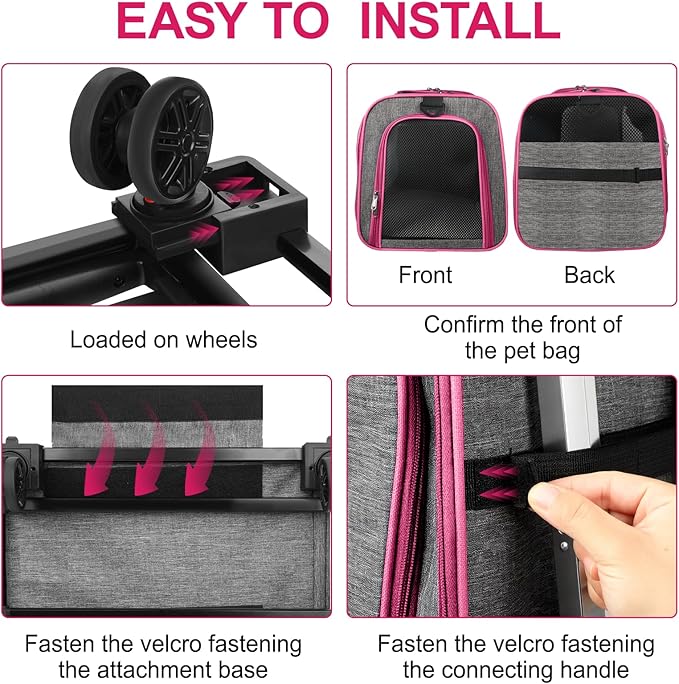 Pet Carrier with Wheels Up to 33 lbs Airline Approved Cat Carrier Rolling Pet - Image 3