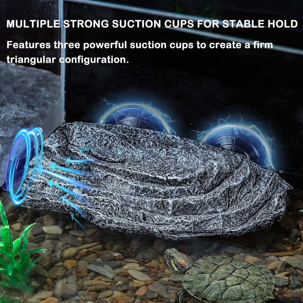 Turtle Basking Platform with 3pcs Suction Cups Resin Floating Climbing Terrace Simulated Rock Resting Dock for Semiaquatic Tortoise Frogs Lizards