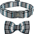Lionheart glory Dog Bow Collar Blue and Black Plaid Dog Collar by LionheartGlory