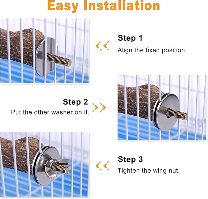 Bird Perch Stand Toy, Natural Wood Parrot Perch Bird Cage Branch Perch - Image 5