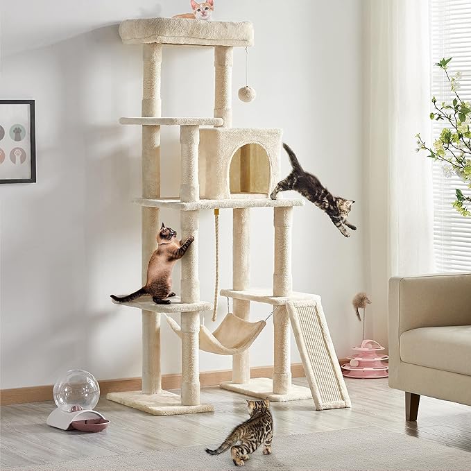 Yaheetech Cat Tree, 63 Inches Multi-Level Indoor Cat Play Structure - Image 2
