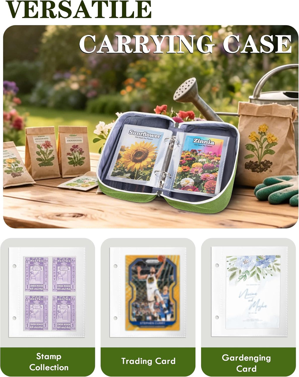Seed Storage Organizer with 20 Clear Sleeves, 10 PCS Seed Envelopes
