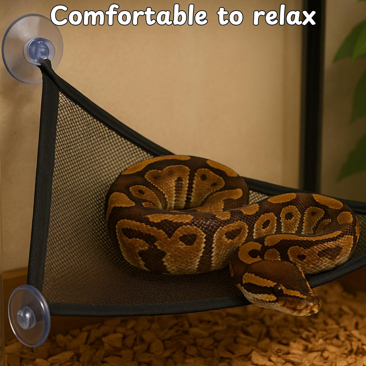 Snake Enrichment Toys Ball with Hammock, Snake Climbing Accessories and Hammock for Ball Python, Small Jungle Gym Ladder Toy, Reptiles Climbing Toy Hammocks, Snakes Tank Accessories (Black Ring, L)