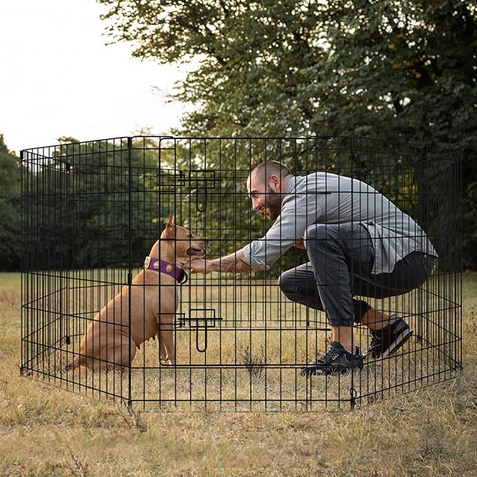 Dog Pen Pet Playpen Dog Fence Indoor Foldable Metal Wire Exercise Puppy Play - Image 7