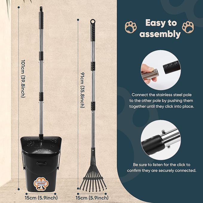 Stainless Steel Dog Pooper Scooper, 20 Waste Bags - Image 7
