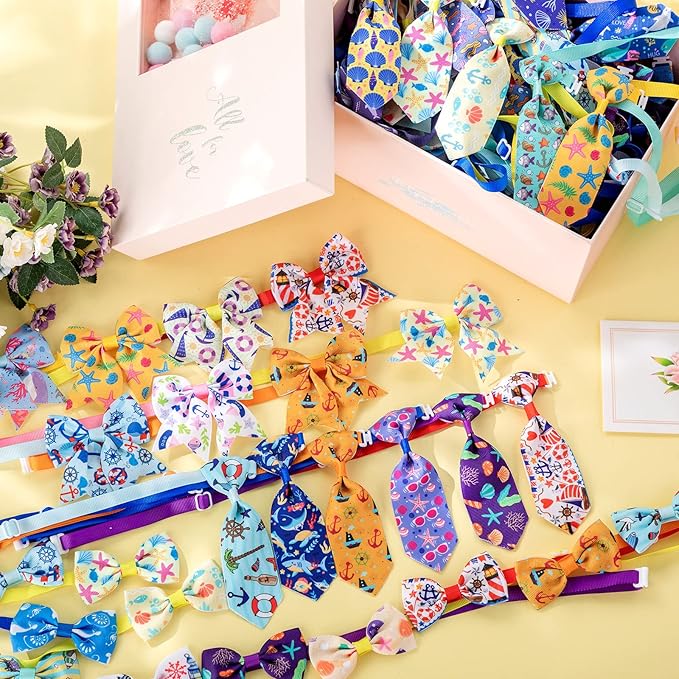 Reginary 100 Pieces Dog Bow Tie Collar Set Include 40 Dog Neckties, and 30 - Image 4