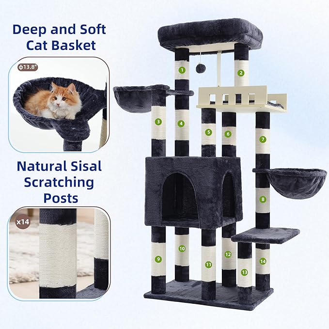 Cat Tree for Indoor Cats Large Adult, Heavy Duty Cat Tree for Large Cats 20 lbs+ - Image 5