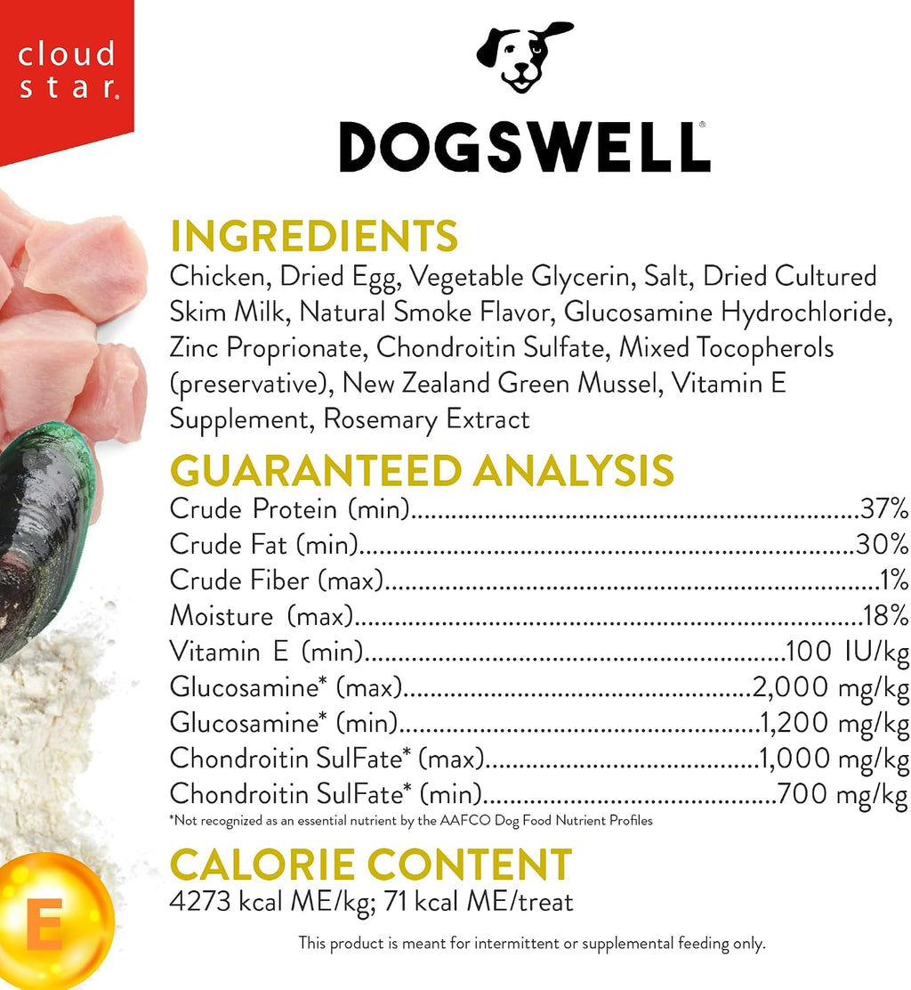 DOGSWELL Hip & Joint Grillers Dog Treats, Adult, Chicken, 12 oz Bag