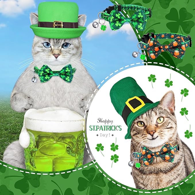 Kacctyen 18 Pcs St. Patrick's Day Cat Collars Bulk Holiday Cat Collars - Image 4
