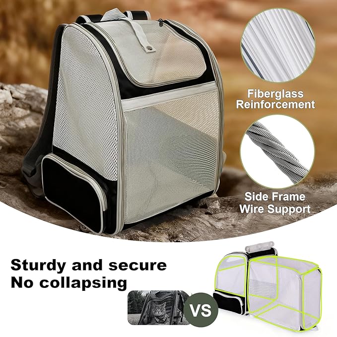 halinfer Backpack to Carry Cat and Small Puppy up to 16 Pounds, Breathable Pet - Image 3