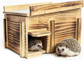 Handcrafted Solid Wood Hedgehog House - Large Natural Outdoor Nesting Box for Hedgehog - Cozy All-Weather Shelter, Easy Install for Backyard, Garden