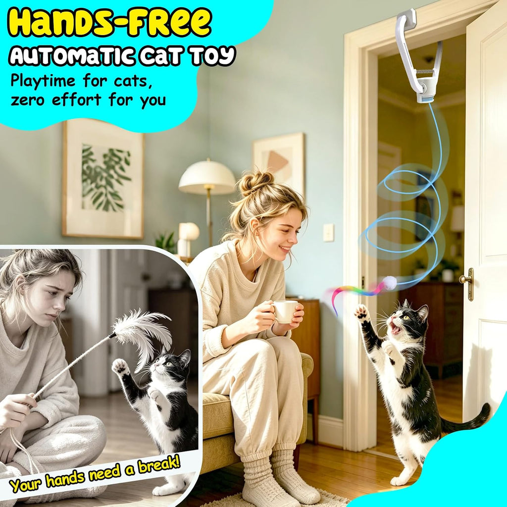 Automatic Interactive Cat Toy for Indoor Cats, Doorway Cat Kittens Toys