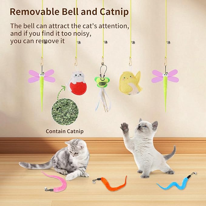 Interactive Cat Toys, 1 Interactive Wand, 8 Assorted Teaser Refills and 3 - Image 3