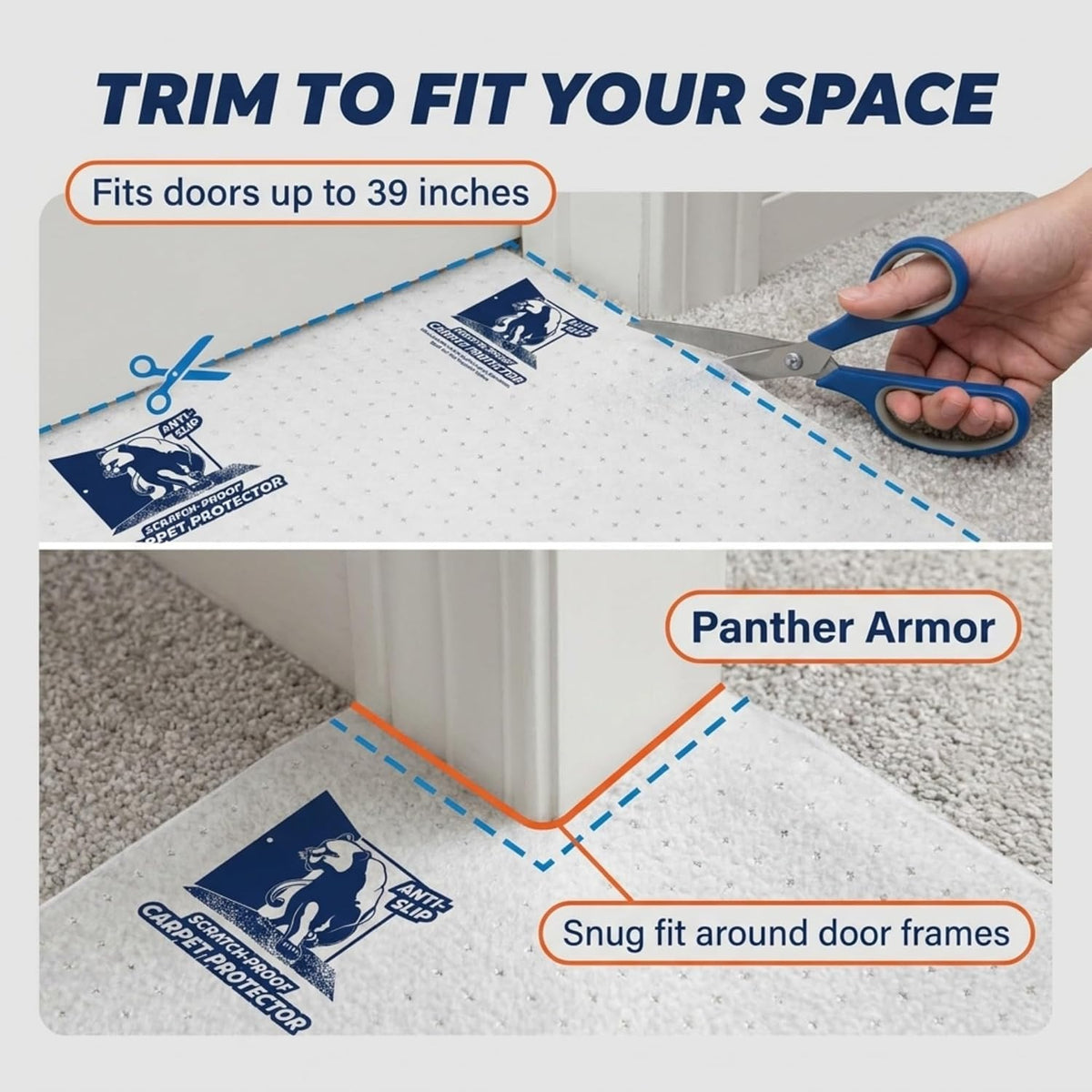 Panther Armor Cat Carpet Protector, Clear Plastic Runner Mat 12 x 43 in