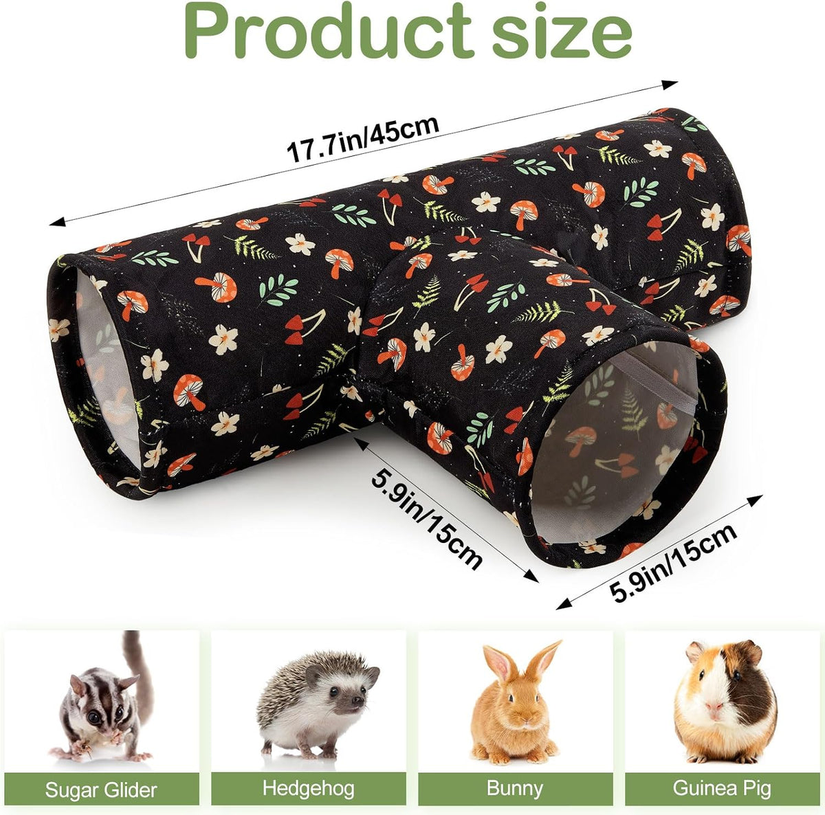 Bienbee Guinea Pig Tunnel, 3-Way Washable Collapsible Toy for Small Animals