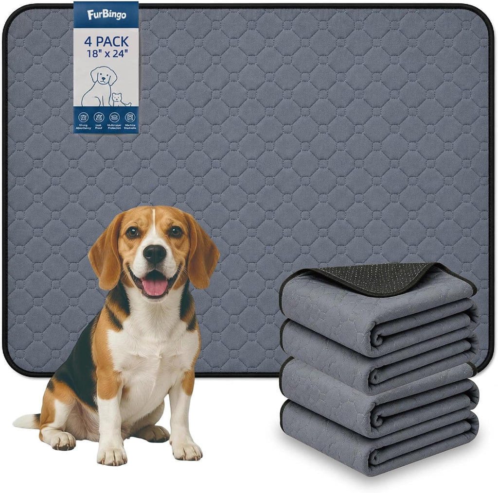Washable Pee Pads for Dogs, 18x24 Dark Grey 4 Pack