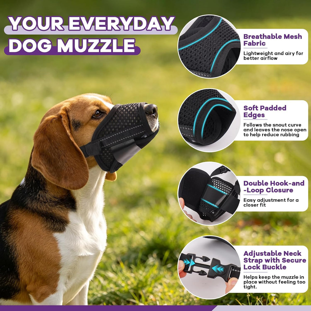 Dog Muzzle 2 Pack,Soft Mesh Muzzle for Small Medium Large Dogs