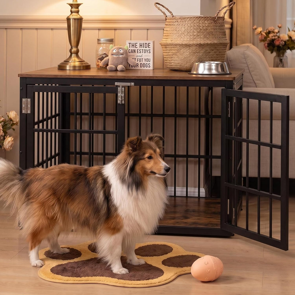 DUMOS Dog Crate Furniture 42 Inch Indoor Crate for Large Dog Wooden Kennel
