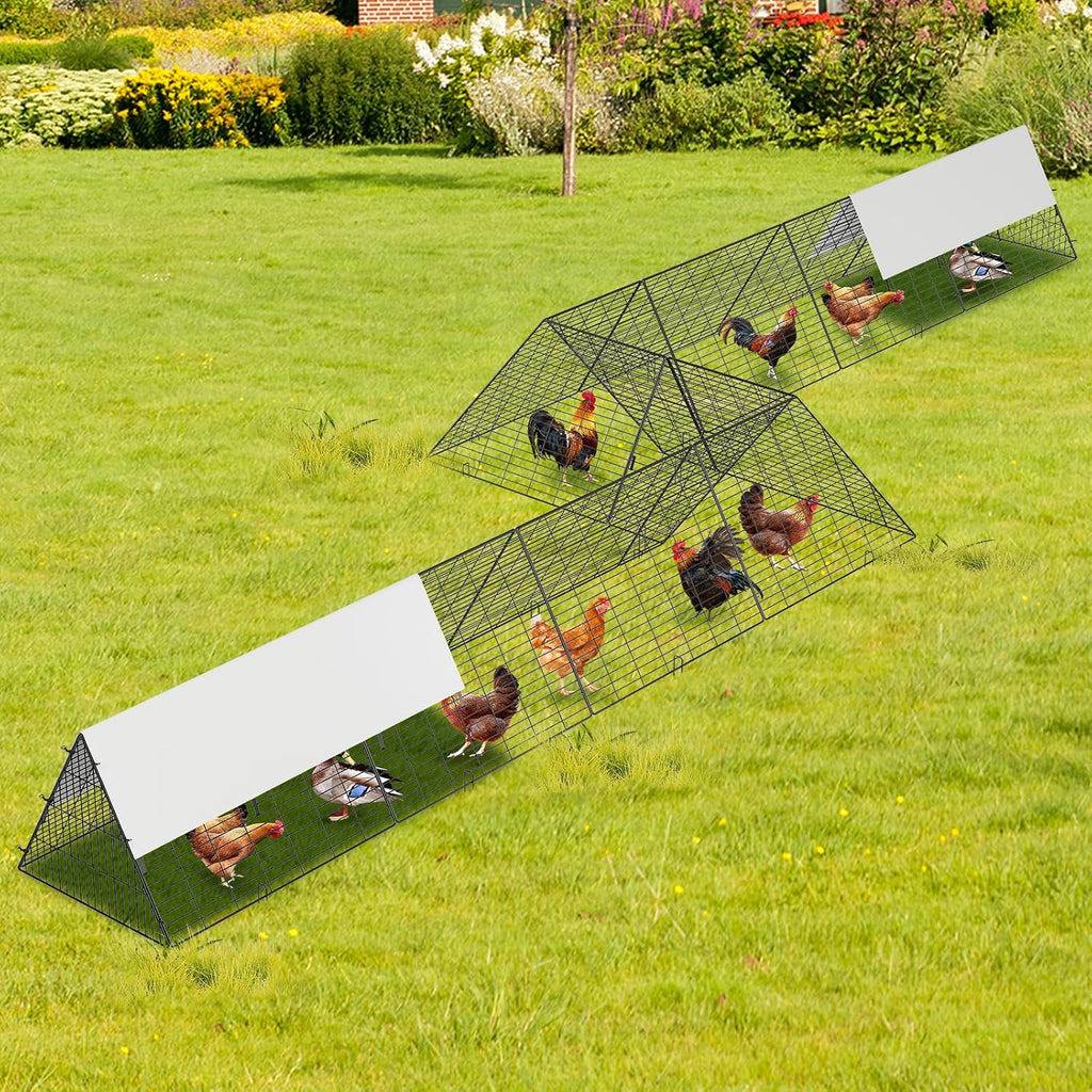 Garvee Metal Chicken Tunnel with Cover & Corner Frames, Chicken Run for Yard, Easy to Setup, Outdoor Backyard Farm, Portable Chicken Coop for Hens, Ducks, Rabbits