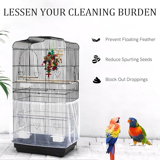 4 PCS Bird Cage Cover, Universal Bird Cage Seed Catcher, Adjustable Elastic - Image 4