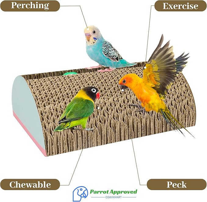 Parrot Cardboard Toy with Jingle Bells Bird Cage Perches Toy - Image 4